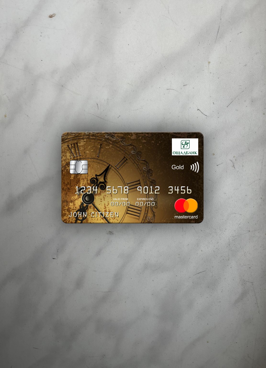 Download Ukraine Oshadbank Ukraine mastercard gold photolook front Photoshop template